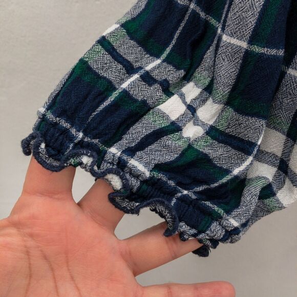 Hollister Cropped Off-Shoulder Top Blouse Blue Plaid Size Small - Picture 6 of 11